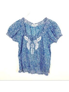 St. John’s Bay | Women's Blue & White Short Sleeve Boho Top Size Large